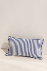 rectangle bespoke cushion cover with thick blue stripes