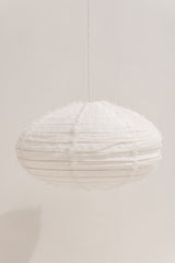 oval white linen shade, handmade in indonesia