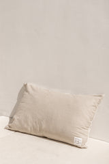 back of the hand made cushion cover batu, beige linen cushion cover
