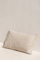 back of the hand made cushion cover batu, beige linen cushion cover