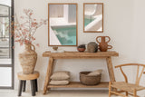minimalistic wall decoration with photographs of a private pool villa in bali