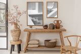 black and white wall art with bali posters of a private pool design
