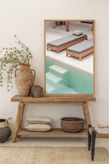 bali poster from sun loungers by the pool in a private bali villa