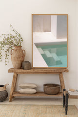 bali poster of minimalistic white pool stairs