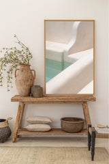 bali poster of minimalistic white pool curves in a private bali villa