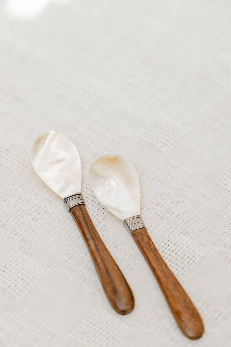Shell Small Spoon with Wooden Handle