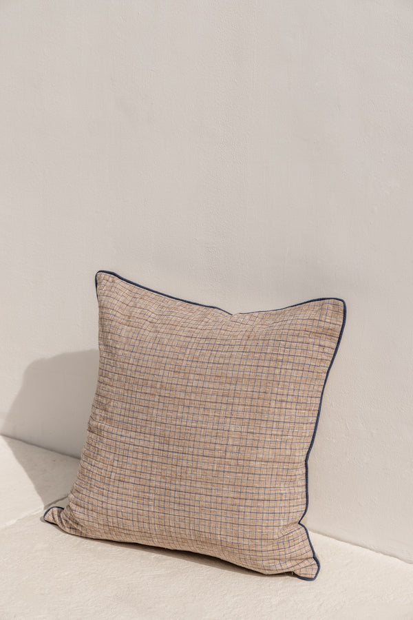 front of the catur cushion cover in natural colours, handmade in indonesie