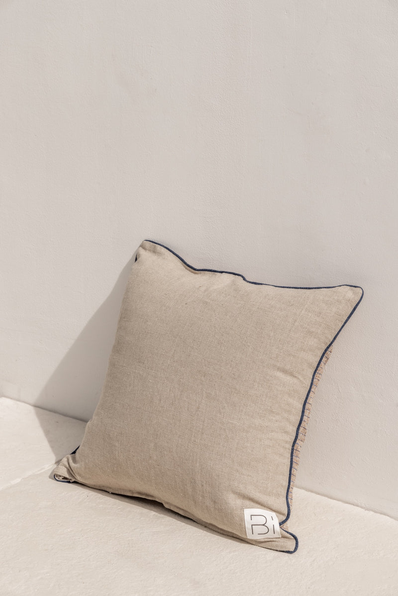 back of the catur cushion cover in beige linen fabric