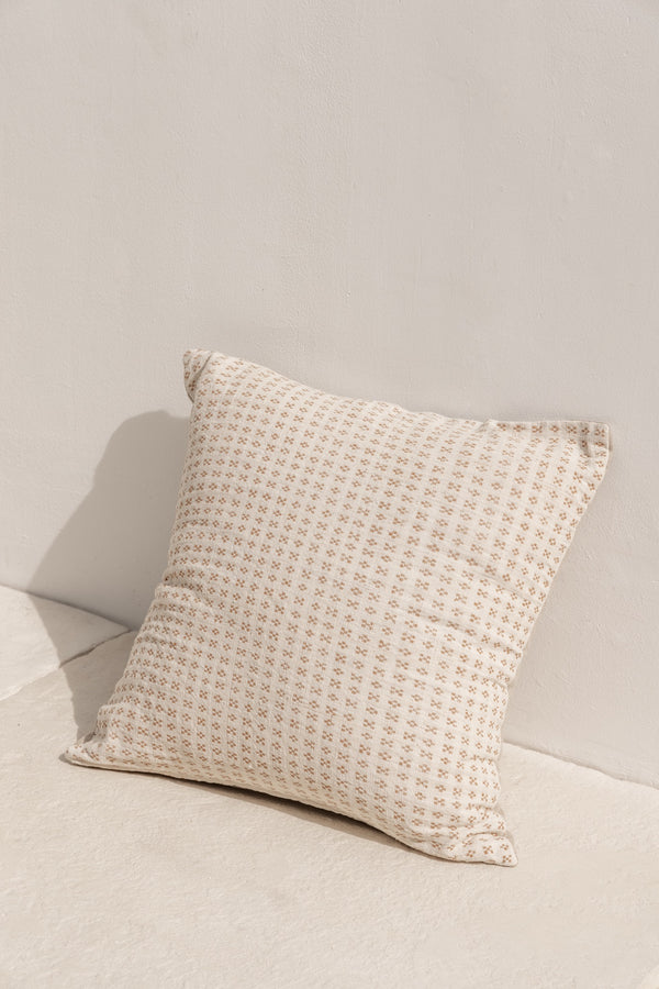 natural cushion cover with flower design 