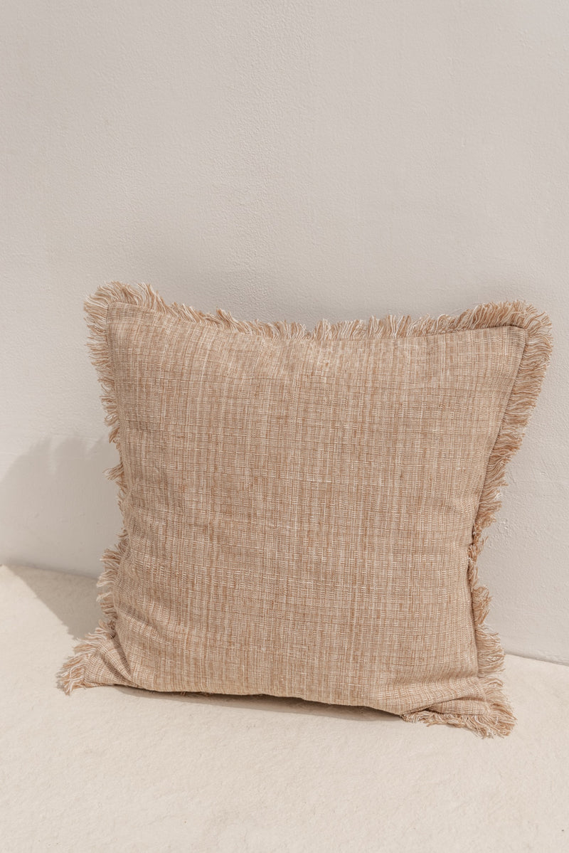 bespoke cushion cover with fringes, handmade in indonesia