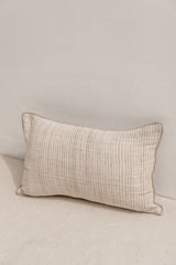 rectangle natural cushion cover with thin brown stripes