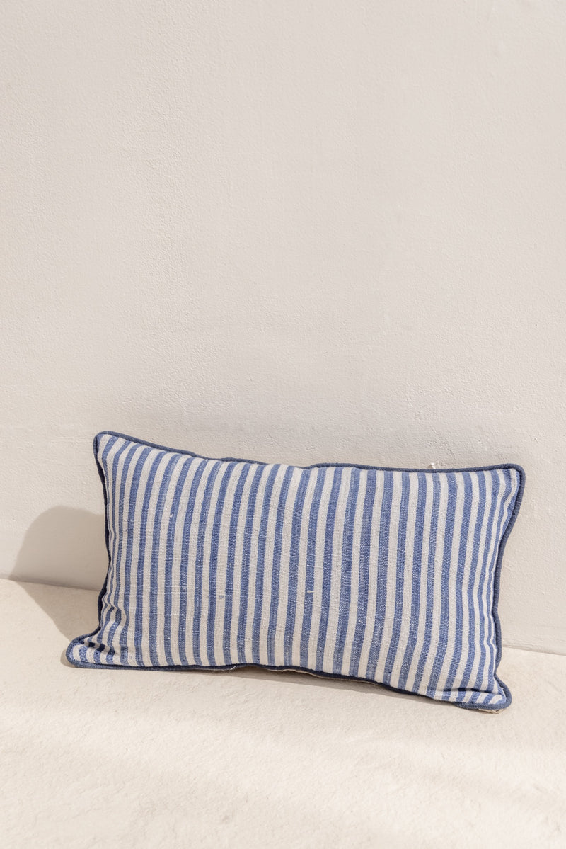 rectangle bespoke cushion cover with thick blue stripes