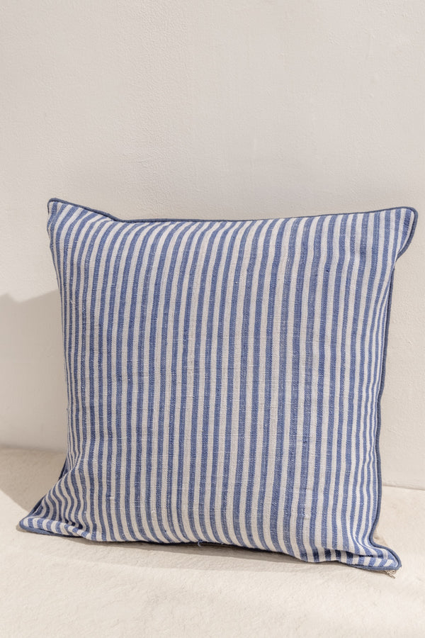 bespoke cushion cover dunia with thick blue stripes