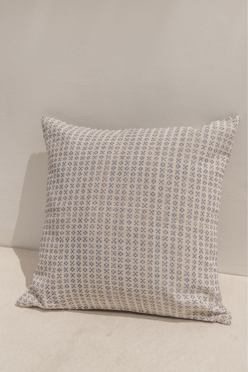 blue flower pattern cushion cover, handmade in indonesia