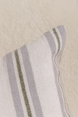 detail of the blue and green striped cushion cover batu