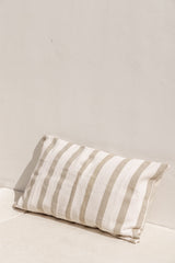 olive green striped cushion cover, hand made in indonesia with cotton and linen