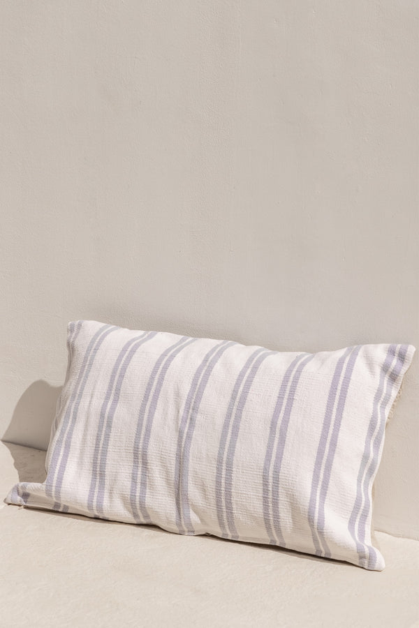 large hand made cushion cover hujan with blue stripes