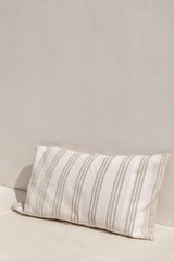 rectangle striped cushion cover kompass in natural and olive green colour