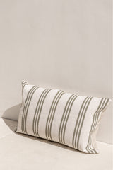 kompass hand made cushion cover with olive green stripes