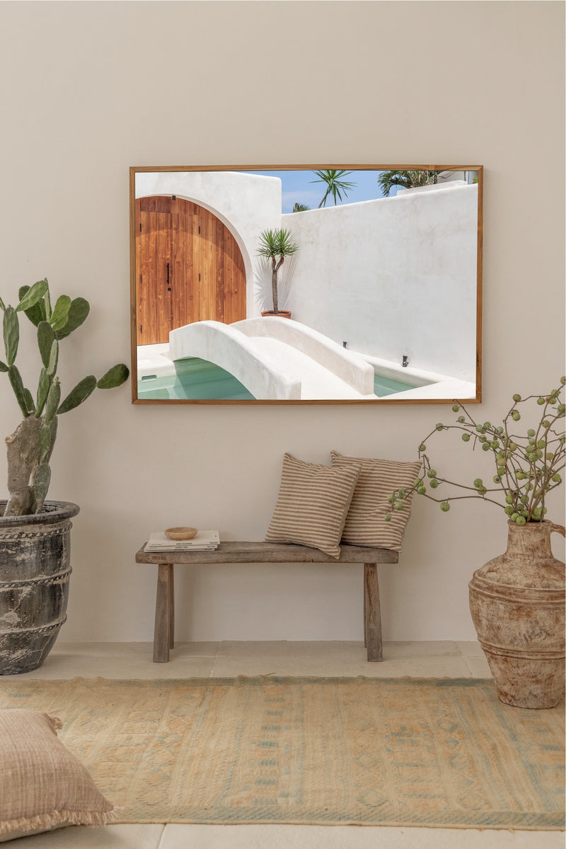 a beautiful minimalistic bali poster of a private villa in pererenan
