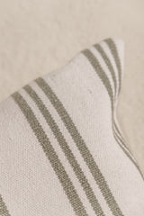 detail of olive green stripes cushion cover kompass