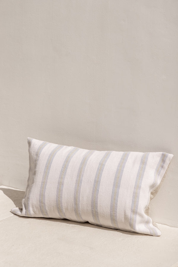 blue stripes outdoor cushion. oversized cushion handmade in bali. 