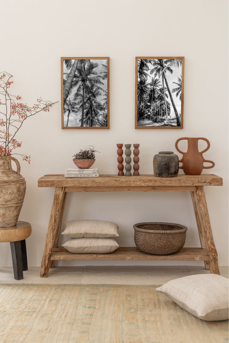 tropical wall decoration with black and white palm tree poster