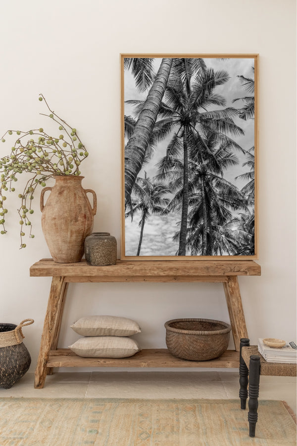 black and white palm tree bali poster